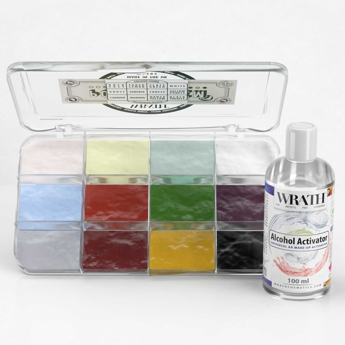 WRATH Alcohol Activated Make-up 12 Palette with Activator - Postmortem